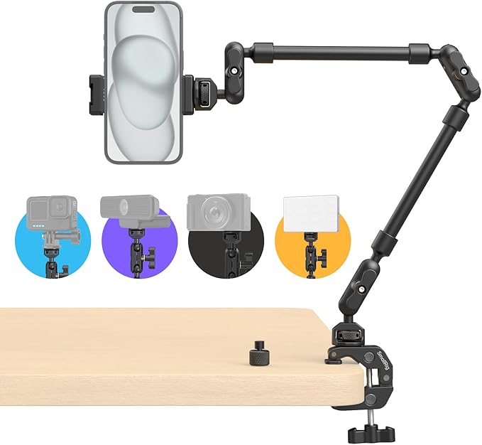 Mounting arm for getting cameras over fences